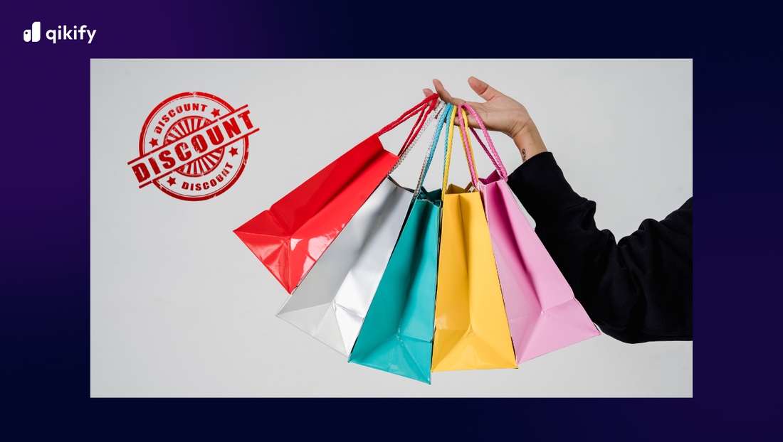 A hand holding large quantity of bag discounts