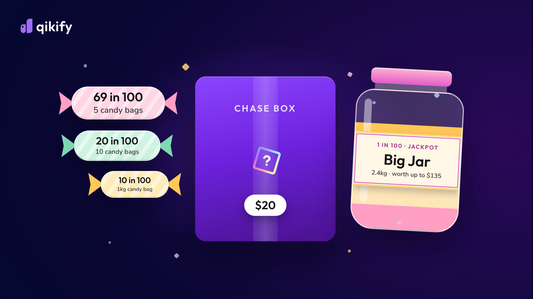 Papabubble candy mystery box items, from a 5-bag set to a 2.4kg Big Jar, sold on Shopify with Mysbox
