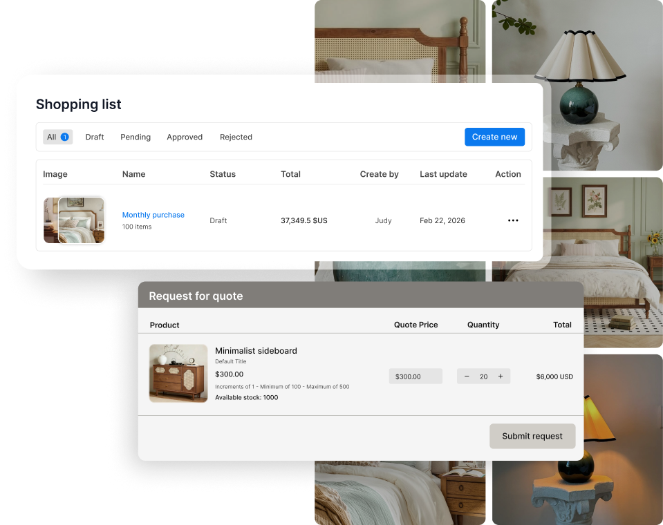B2B buyer portal — quotes, reorder, bulk