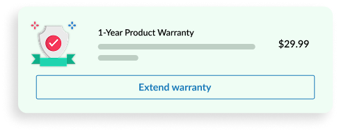 1-Year Product Warranty extension offer with price and 'Extend warranty' button on a light green background.