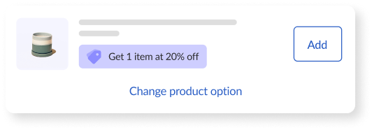Product option with discount offer on a white background