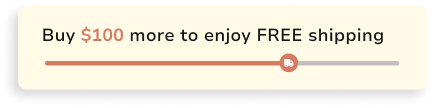 Promotional graphic with text 'Buy $100 more to enjoy FREE shipping' on a yellow background.