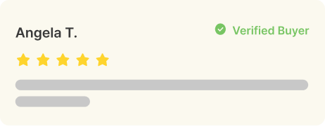 Five-star rating with a verified buyer badge on a white background