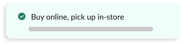 Button with 'Buy online, pick up in-store' text on a light green background